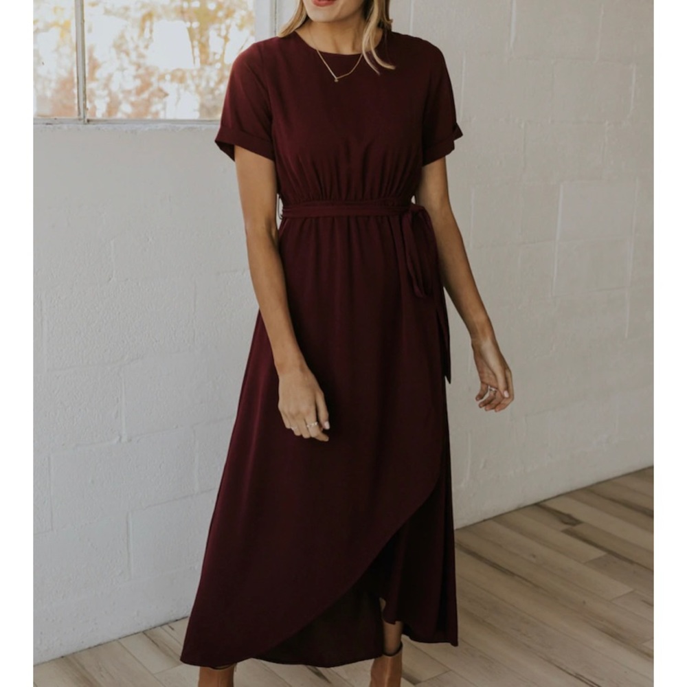 ROOLEE Maroon Taylor Jane Wrap Maxi Dress